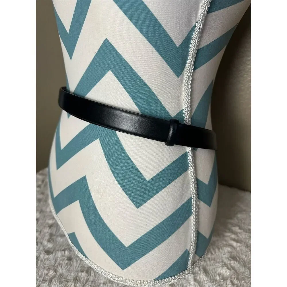 Chico's Vintage Black Leather Western Belt Silver Buckle Unisex M